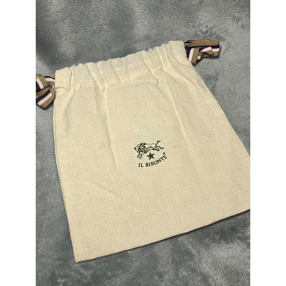 Il Bisonte Dust Bag Canvas Drawstring Storage Pouch Beige 7.5 x 6 Italy